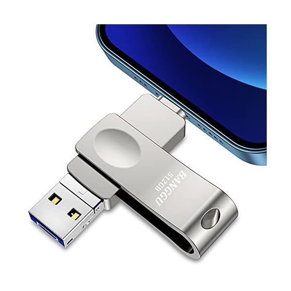 BANGGU USB-Flash-Laufwerk 512 GB für iPhone, USB-Speicherstick externer Speicher Thumb Drive Foto-Stick kompatibel mit…