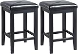 Crosley Furniture Upholstered Square Seat Bar Stool (Set of 2), 24-inch, Black