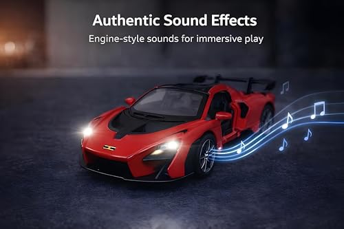 Image of 1:32 Scale Mc-Laren Model Super Car - Exclusive Alloy Metal Pullback Toy with Openable Doors, Lights, and Music for Kids (Red)