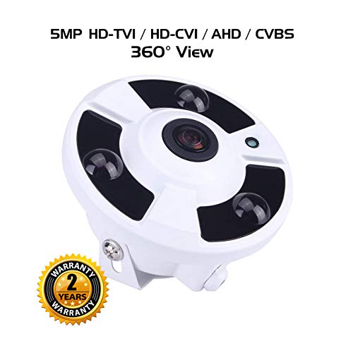 Ares Vision 4 in 1 5MP AHD/TVI/CVI/Analog Fish-Eye 180 Degree Super Wide View Camera w/ IR Night Vision, Adjustable Mount - Thumbnail 7