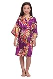 Little Girls Floral Robes for Spa Wedding Party Nightgown Nightwear Dark Purple