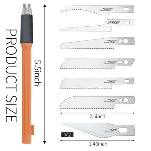 ABEST Mini Handsäge für Modellbau mit 8 Klingen für DIY Modellbau Messer Hobby Werkzeug Set für Metallsäge zum Handschneiden von Gliedmaßen und Ästen von Bäumen