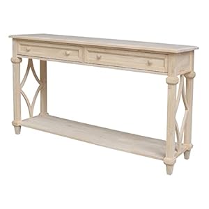 IC International Concepts Josephine Solid Wood ConsoleSofa Table Versatile Entryway Furniture Perfect for Living Room Hallway Display and Storage Unfinished