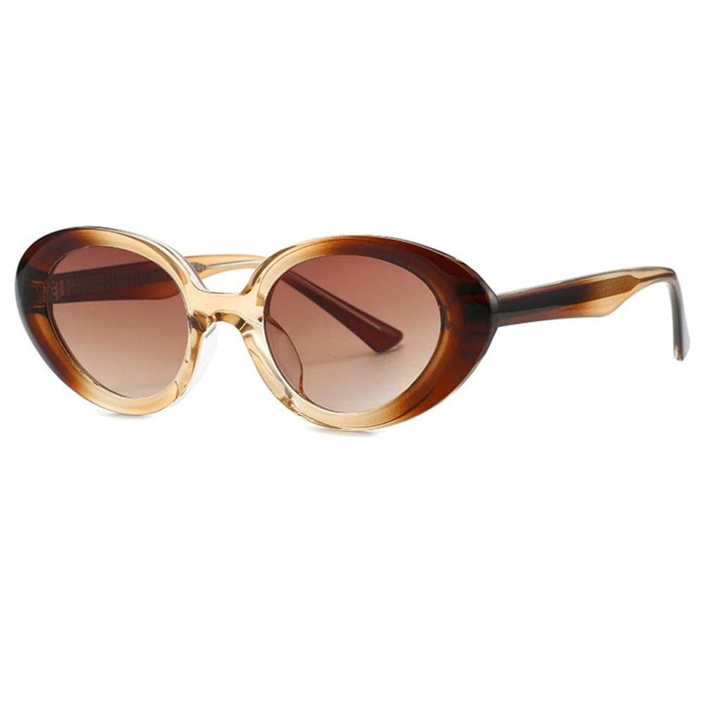 Occhiali da Sole ovali Punk Donna Uomo Occhiali da Sole Color Caramello tonalità Femminili Occhiali UV400