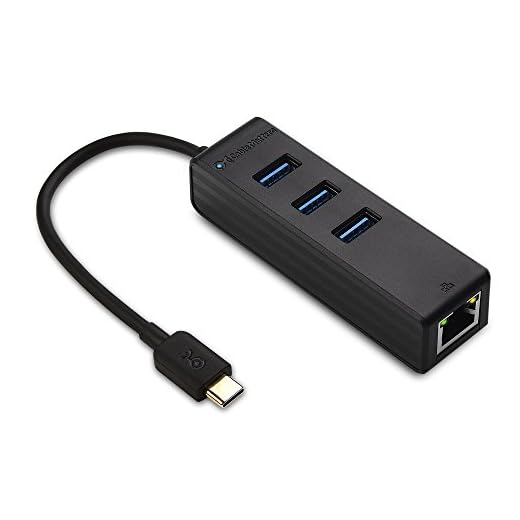 Cable Matters 3-port USB C-hubb med Ethernet (USB C till Ethernet-hubb) - Thunderbolt 3-port kompatibel för MacBook Pro, Dell XPS 13/15, HP Spectre x360, Surface Book 2, Lenovo Yoga 910 och mer