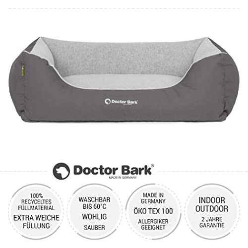 Doctor Bark Hundebett Kleine Hunde - Hundekörbchen Flauschig und Weich - Waschbar, Strapazierfähig, Kuschelig - Made in Germany - GreenLabel (S - 74x55 cm, Grau)