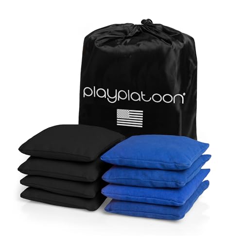 Image of Play Platoon Cornhole Bags Weather Resistant- Set of 8 Regulation Bean Bags for Tossing- Official Professional Size & Weight Corn Hole Bags Two Color All Weather Cornhole Beans Bag Set with Tote Bag