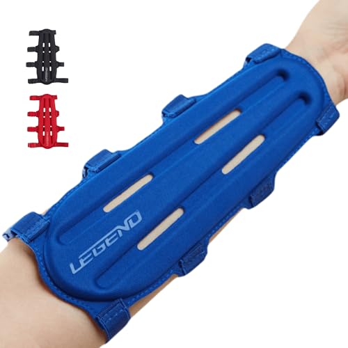 LEGEND Armguard XT Archery Arm Guard - Vented Design in Thermo Shaped EVA Foam - Forearm Guards with Full Coverage & Protection - Adjustable Elastic Straps with Quick-Release Buckles - Blue - L