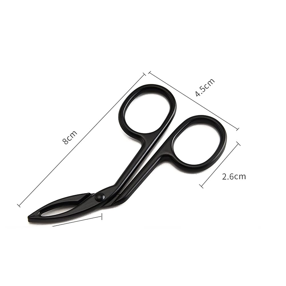 Pinzas para cejas, pinzas con forma de tijera, removedor de vello de la nariz, punta plana, recortadora de cejas, tijeras de depilación con forma de tijera, pinzas de punta doblada