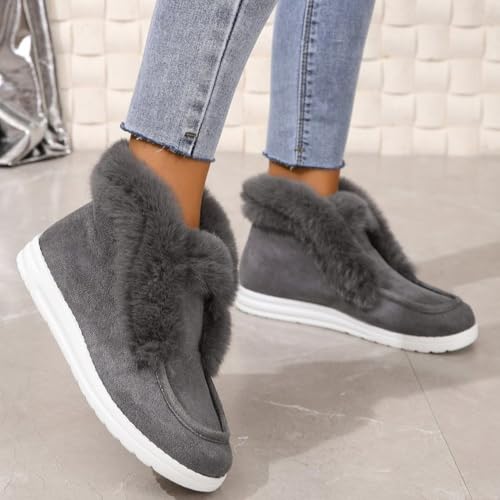 Pubyfun Senior Comfy Winter Ankle Boots Women, Ladies Warm and Comfortable Casual Snow Boots, Women Winter Snow Boots, Fur Lined Warm Slip on Boots4