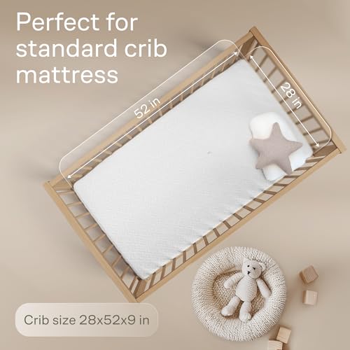 Image of 100% Waterproof Crib Mattress Protector - 360 Pad Protection Against Spills, Stains & Accidents for Parents & Pet Owners - Noiseless & Cooling Viscose Made from Bamboo (52x28, White)