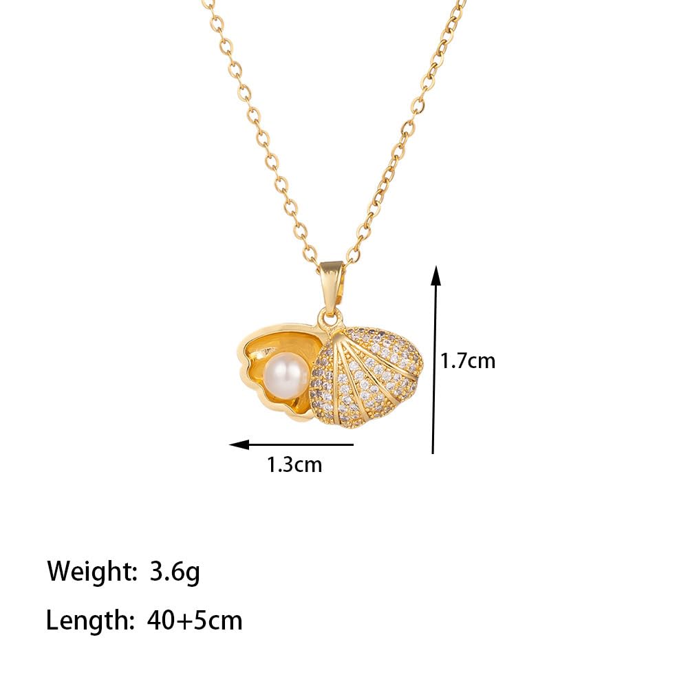MEENAZ Gold pendant necklace for women Girls Ladies girlfriend Wife Moti Shell Pearl Necklace for woman stylish locket diamond ad cz Pendants chains western Valentine Gift Anti tarnish jewelry 81