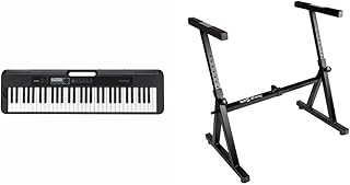 Casio CT-S300 CASIOTONE Keyboard mit 61 anschlagdynamischen Standardtasten und Begleitautomatik & Rockjam Heavy Duty Z-Tastaturständer für digitale Klaviere und elektronische Keyboards - Schwarz