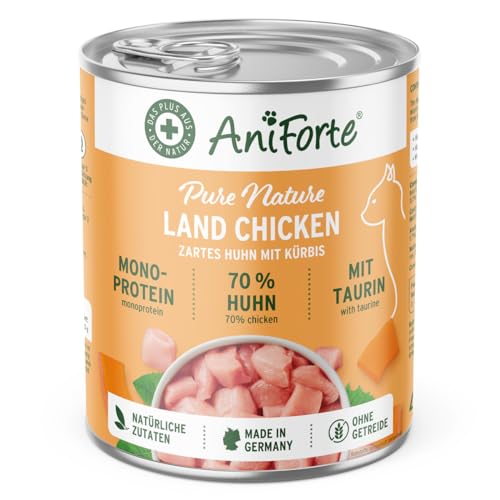 AniForte Land Chicken Nassfutter für Katzen 6 x 400 g – Natürliches Katzenfutter nass getreidefrei, viel frisches Huhn & Gemüse, Katzennassfutter getreidefrei, Futter für Katzen, Wet cat Food