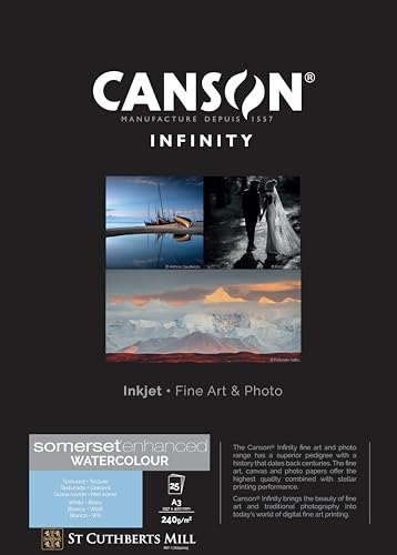 Papier Somerset Enhanced Canson Infinity A3 240g boîte de 25 feuilles texturées blanc naturel