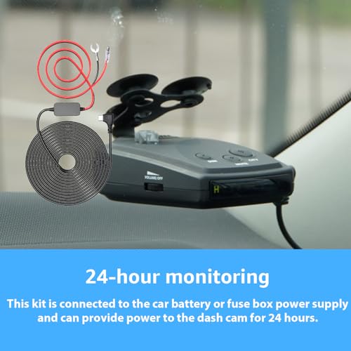Image of Dash Cam Hardwire Kit USB C Hard Wire Kit with 12V-24V to 5V Car Dash Camera Power Cord,24 Hours Surveillance Low Voltage Protection 4 Fuse Tap Cable 13FT