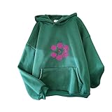 👻【Eigenschaften】:Casual Letter Print Hoodie Lose Casual Langarm Sweatshirt mit Taschen. Lässiges Sweatshirt mit Letter Print, langen Ärmeln, entspannter Passform, Kapuzen-Sweatshirt, locker, lässig, übergroß, Pullover-Stil, bringt einen lässigen und dennoch stilvollen Look, Sie werden seinem Charme nicht widerstehen können.
