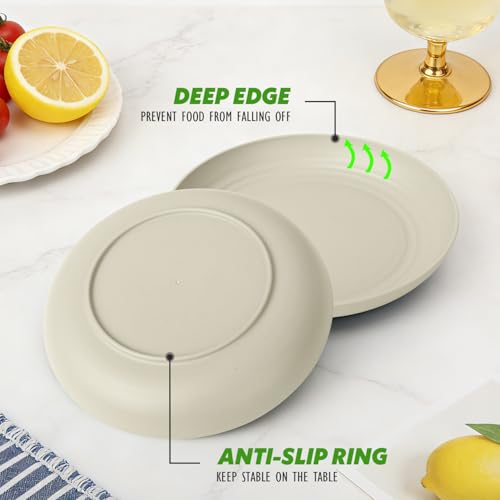Image of 9In Wheat Straw Plates,Dishwasher & Microwave Safe Plate,LightGrey