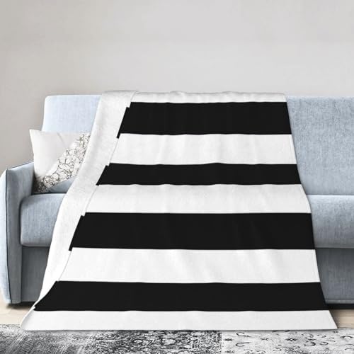 Couverture de lit en flanelle douce rayée noir et blanc de haute qualité
