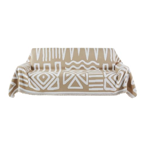 VEVOR Couchbezug (299 x 81 cm) Boho-Sofabezüge, Rutschfester Chenille-Kissenschutz für Ecksofas, waschbarer & kratzfester Loveseat-Schonbezug für Katzen-/Hundesofa-Schutz, Sofaüberzug Khaki