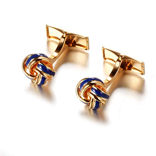 Mancuernillas para hombre KnBoB nudo retorcido dorado miniatura 3