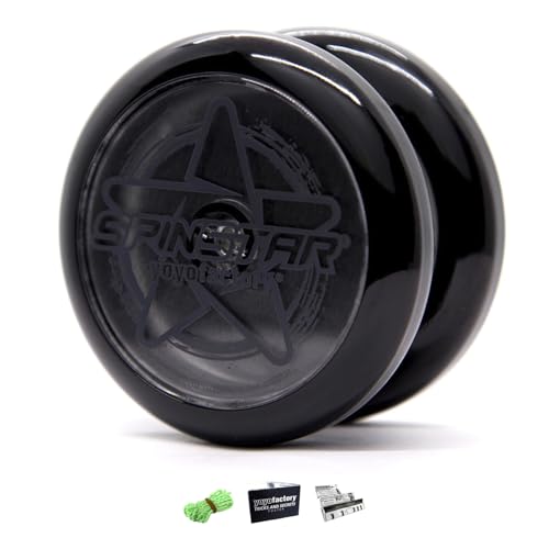 YoyoFactory SPINSTAR Yo-Yo - Negro (Genial para Principiantes, Juego Yoyo Moderno, Cuerda e Instrucciones Incluidas)-image