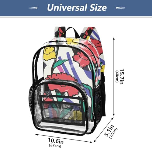 Pop Art Carnation Clear Backpack School Clear Bookbags For Girls Boys Transparent PVC Backpacks4