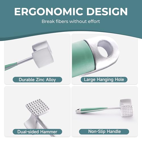 Image of KITEXPERT Meat Tenderizer Hammer with Comfortable-Grip Handle, Dual-side Mallet for Kitchen, Heavy Duty Pounder For Tenderizing Steak, Beef and Fish, Mint Green