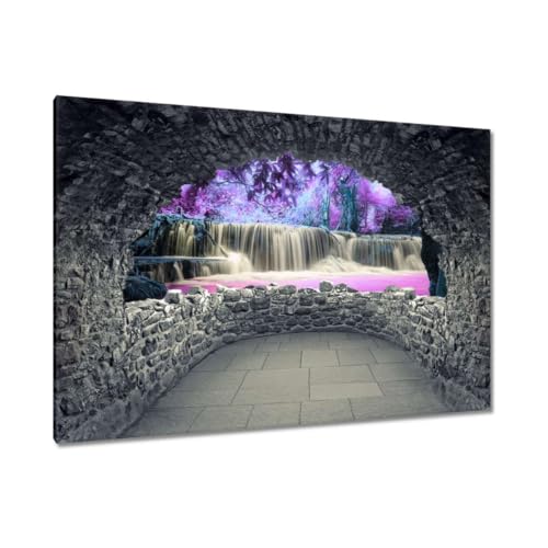 Toile cascade violette 90x60cm pour illuminer un mur sombre sans travaux