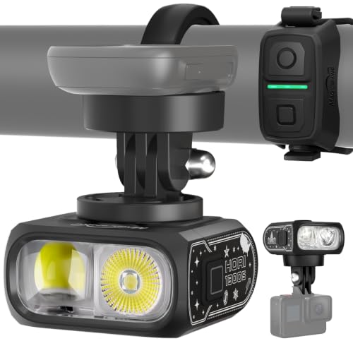 Image of Magicshine HORI1300S Bike Headlight, Compatible with Garmin /Wahoo, 1300 Lumens High & Low Beam Front Light, USB-C Rechargeable, IPX6 Waterproof for Night Riding and Urban Cycling