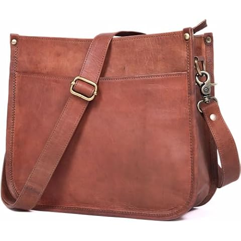 Genuine Leather Crossbody Purse for Women – Rustic Tan & Brown Leather Satchel, Medium Size with Zipper Pocket – Cute Everyday Handbag, Ideal for Moms, Teens, & Ladies – Vintage, Soft, Boho Style Cover