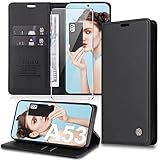 💎【Brieftasche-Stil & RFID】- Galaxy A53 5G Hülle verfügt über 2 Kartenfächer zum Einlegen von Bankkarten, Kreditkarten, Ausweisen, Karten und Visitenkarten sowie 1 Seitentasche zum Aufbewahren von Bargeld. Durch RFID-Barriere sowohl zur effektiven Blockierung von Signalen als auch zum Schutz Ihrer persönlichen Daten vor Kriminellen.