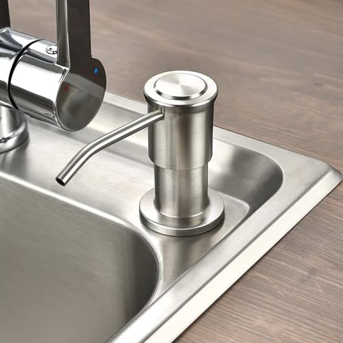 Maizoon Built-in Soap Dispenser for Kitchen 304 Stainless Steel Pump Head with 500ML/17OZ Bottle and 100CM/39Inches Extension Tube Dish Soap Hand Lotion Dispenser Brushed Silver - Image 2