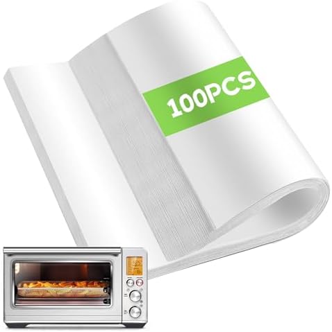 Air Fryer Paper Liners Disposable Compatible with Breville BOV900BSS Smart Oven Air Fryer Pro, 100 PCS Parchment Paper Sheets Accessories for Breville toaster oven