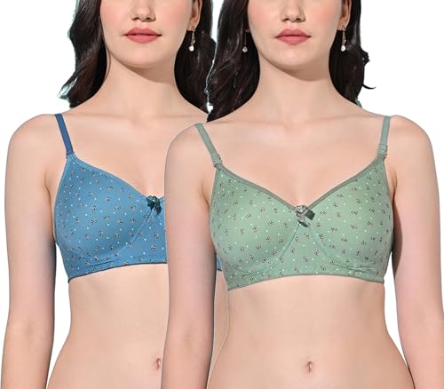Image of FIMS - Fashion is my style Women Cotton Blend Padded Non-Wired Everyday Bra Pack of 1 Cup- B Multicolor