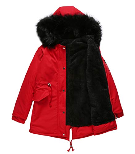 chouyatou Women's Winter Sherpa Lined Faux Fur Hooded Mid Long Safari Parka Coat3