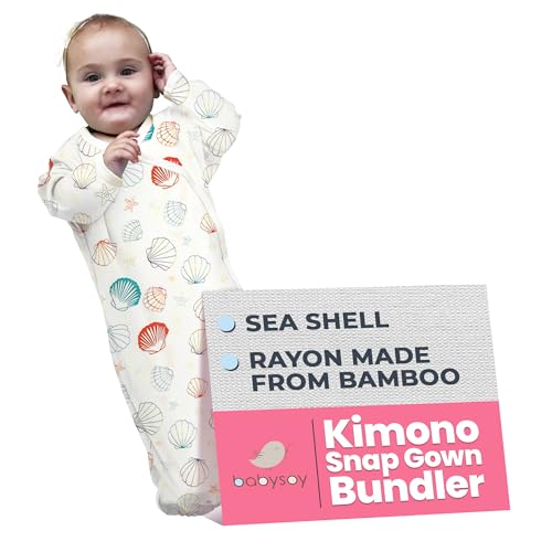 Image of Babysoy Newborn Baby Kimono Wrap Around Snap Sleeper Gown Sack Bundler