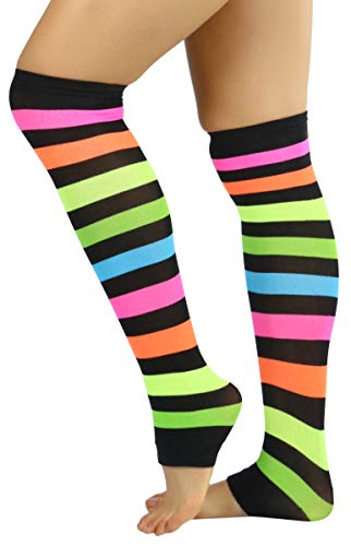ToBeInStyle Women's Acrylic Horizontal Stripes Knee Hi Leg Warmer3