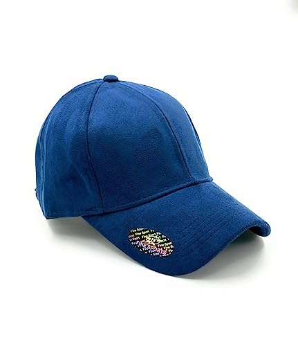 Image of Suede Cap for Mens and Womens,Unisex Cap Leather Cap for Boys Adjustable Buckle (Navy Blue)