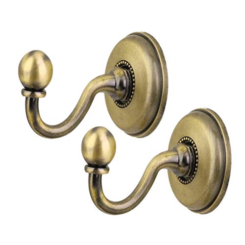 WINOMO 2pcs Vintage Alloy Pommel Curtain Holdbacks Tieback Hooks Door Wall Hat Coat Hangers (Bronze)