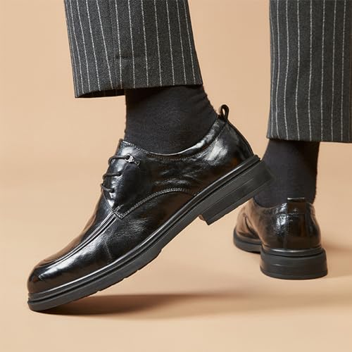 YZABEL Men's Leather Lace Up Platform Work Oxfords Classic Lace-up Formal Oxford Business Meeting Office Work Shoes2