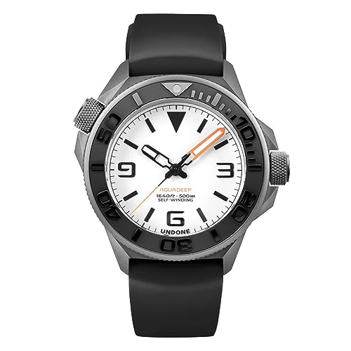 Undone AQUALUME Herren Armbanduhr Schwarz Titan Silikon Stoff Schwarz Weiss Sand Armband, sandfarben, Armband: