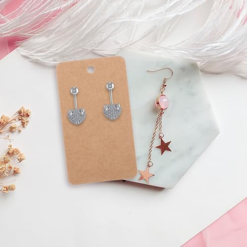 FOMIYES 100pcs Earring Cards Kraft Paper Earring Display Cards Earring Holder Cards Tags for Necklace Bracelet Earrings Hanging Cards Brown - Image 4