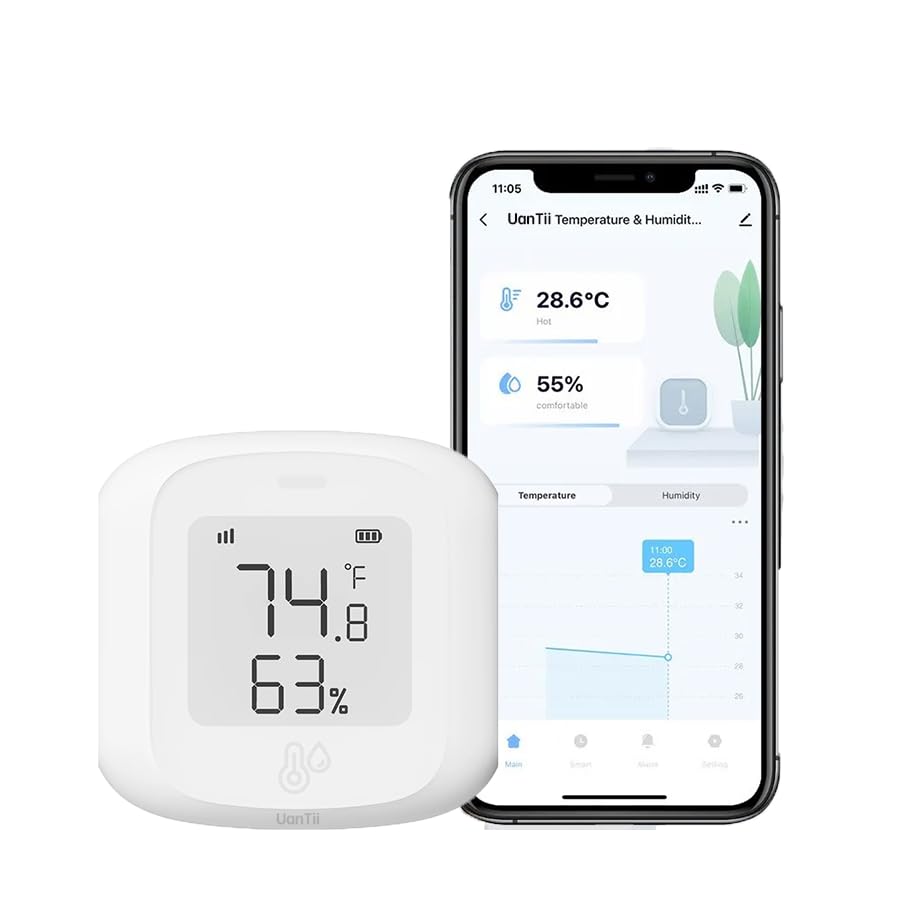 Tuya Wifi Temperature Humidity Sensor Wireless Smart Thermometer Indoor Digital Thermometer Hygrometer Alexa Thermometer for Smart Home (Wifi-1pcs)