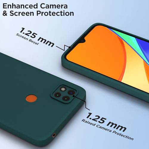 Image of Outlouders Back Cover for Redmi 10A / 10A Sport /Redmi 9 /9 Activ / 9C / Poco C31 | Camera Protection | Durable Soft Matte Silicone Bumper Case (Green)