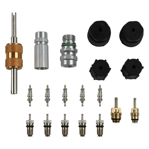 Kit de núcleo de válvula de aire acondicionado de 19 piezas diseñado para reparaciones eficientes con componentes de latón y aluminio