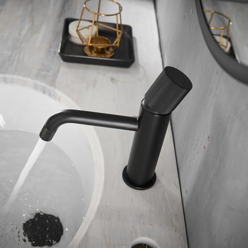 Robinet mitigeur d'eau chaude et froide en céramique noire pour vasque - 2