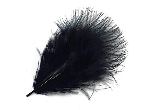 1 Pack - Black Turkey Marabou Short Down Fluff Loose Feathers 0.10 Oz. Fan Doll Fishing Supplier | Moonlight Feather