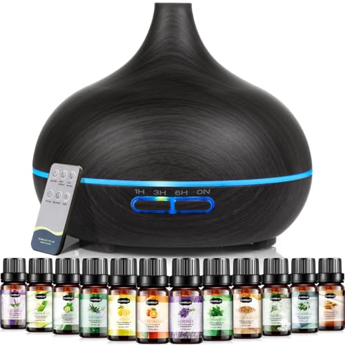 HANOLLY Diffusore di Oli Essenziali 550 Ml, Umidificatore Ambiente con