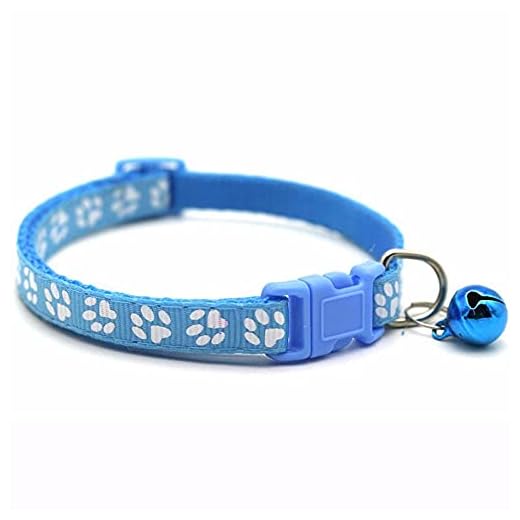 1 Pc Adjustable Pet Collar with Bell, Cute Cat Necklace Cat Paw Print Cat Collar, Pet Neck Strap Pet Supplies Cat Grooming Accessories(Light Blue)
